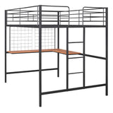 Harper & Bright Designs Full Size Metal Loft Bed Frame, Loft Bed Full with L-Shape Desk and Metal Grid, Space Saving Full Loft Bed with Desk Underneath for Kids,Teens (Full, Black) Harper & Bright Designs