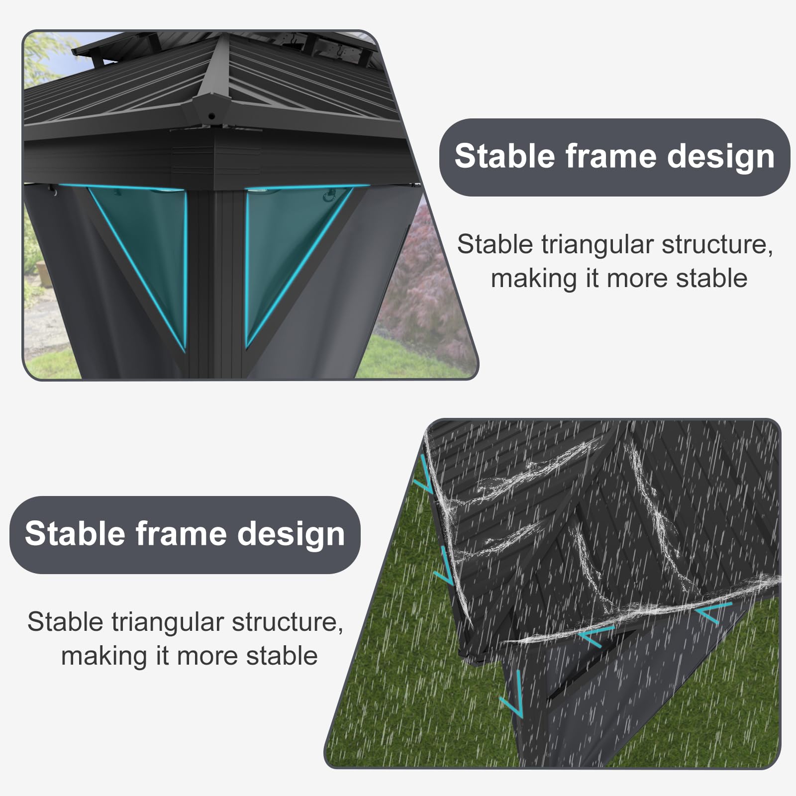 GarveeLife Permanent Hardtop Gazebo 12x12ft Gazebo Double Roof Canopy with Netting and Curtains, Luxury Outdoor Gazebo,2-Tier Hardtop Galvanized Iron Aluminum Frame for Backyard, Patio and De - WoodArtSupply