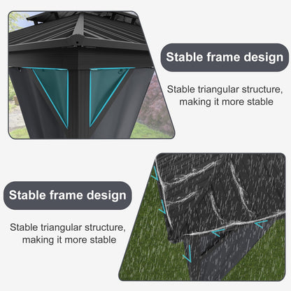 GarveeLife Permanent Hardtop Gazebo 12x12ft Gazebo Double Roof Canopy with Netting and Curtains, Luxury Outdoor Gazebo,2-Tier Hardtop Galvanized Iron Aluminum Frame for Backyard, Patio and De - WoodArtSupply