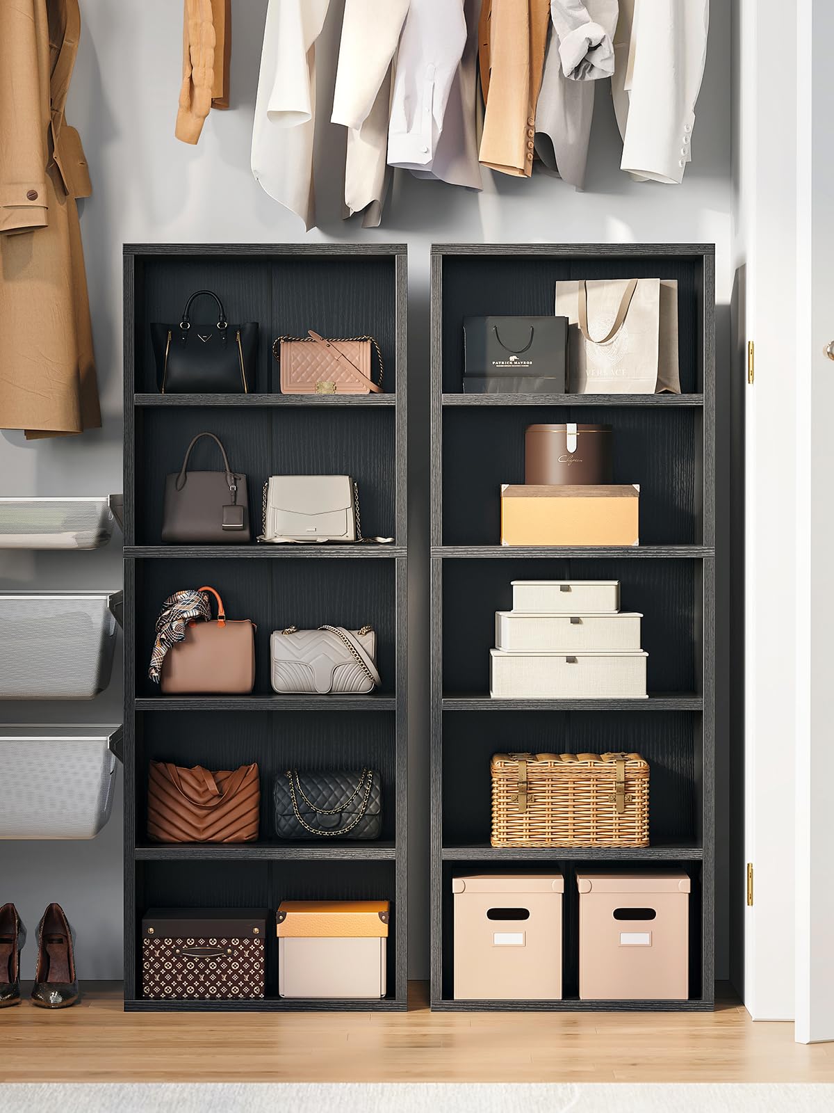 Casaottima 5-Tier Open Bookshelf and Bookcase, Floor Standing Display Storage Shelves for Living Room, Tall Book Shelf for Bedroom, Home Office, Dining Room, Black Casaottima