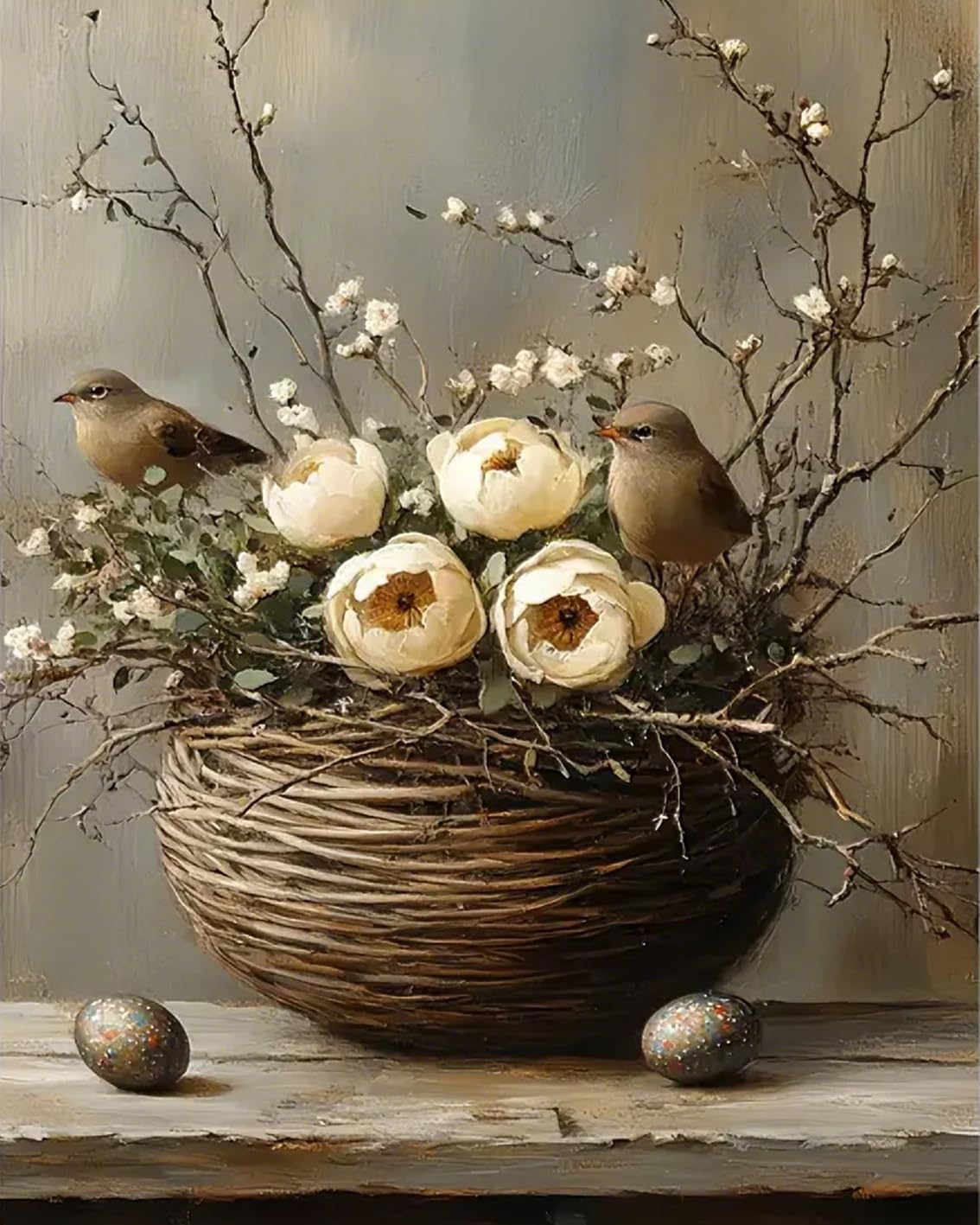 Flower Diamond Art Kits for Adults,Bird Diamond Painting Kit for Beginner,5D Diamond Painting DIY Full Drill Diamond Dots Diamond Painting with Tools,Gem Craft for Home Wall Decor 11.8x15.7in DYAIANGMU