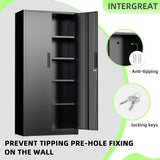 INTERGREAT Black Metal Storage Cabinet, 72" Locking Steel Cabinets with 2 Door and 4 Adjustable Shelves, Tall Metal Cabinet for Home Office, Garage, Warehouse INTERGREAT