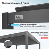 PATISOL Louvered Pergola 19'x10' Full Aluminum Patio Outdoor with Adjustable Roof Rainproof Sun Shade Easy Installation Hardtop Gazebo for Deck Garden Yard Beach (Dark Grey) Patisol