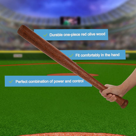 Tebery 2 Pack Wood Baseball Bat Softball Bat, 24.5-Inch Self Defense Bat Teeball Bat Unfinished for Painting DIY Craft Projects Ball Sports Party Favors Tebery