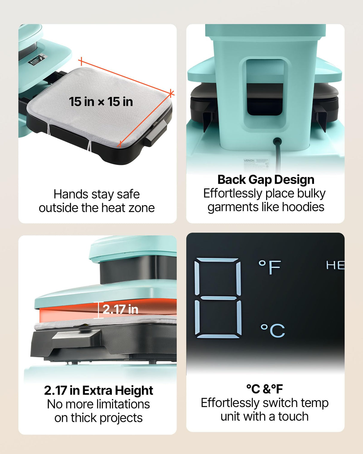 VEVOR Auto Heat Press Machine, 15 x 15 inch, T-Shirt Press Machine with Auto Release and Adjustable Pressure, Digital Display, Rapid Heating, for Sublimation, Vinyl, Heat Transfer Projects, Green VEVOR