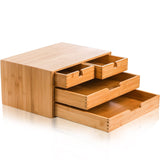 DEAYOU Bamboo Desk Organizer, Bamboo Storage Cabinet Box with 4 Drawers for Letter, Home Office Supplies, 3-Layer DEAYOU