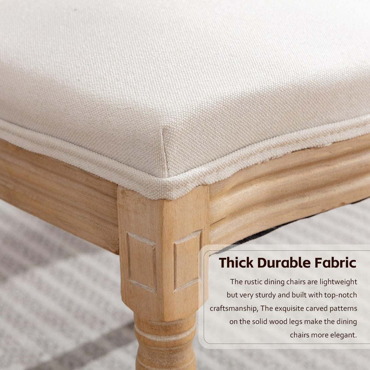 SoarTalent Upholstered Dining Chairs Set of 2 French Country Oval Fabric Back Kitchen Side Chair with Wood Legs for Dining Room, Kitchen, Restaurant(Beige-Fabric) SoarTalent