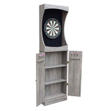 Hathaway Westwood Free-Standing Set-Includes 18, Steel-Tip Darts-Perfect for Family Game Rooms, Basements, Home Bars Dartboard Cabinet, Driftwood Hathaway