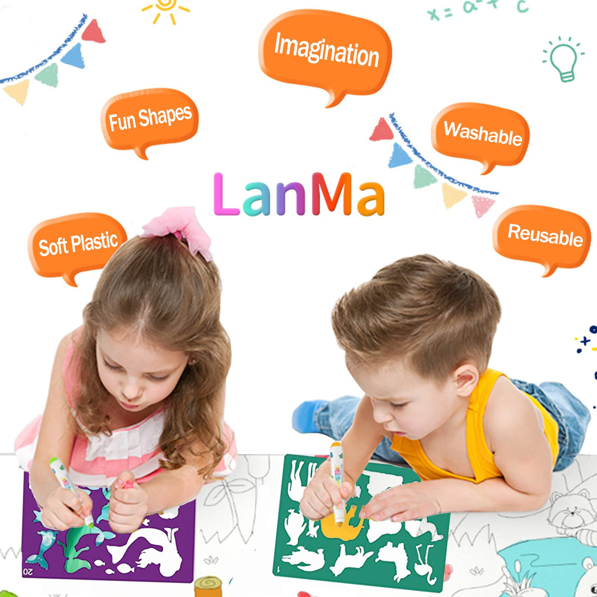 30 Pieces Drawing Stencils Set for Kids, Plastic Drawing Painting Stencil Templates for Kids Crafts School Art Projects, Journal Stencil with 400+ Images LanMa