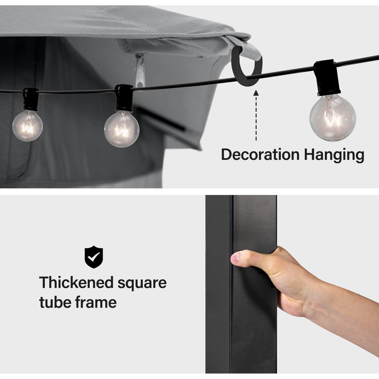 LAUSAINT HOME Outdoor Patio Gazebo 10'x13' with Expansion Bolts, Heavy Duty Party Tent & Shelter with Double Roofs, Mosquito Nettings and Privacy Screens for Backyard, Garden, Lawn, Smoke Grey LAUSAINT HOME