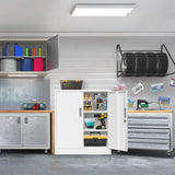 YEEZER Metal Storage Cabinet, 36" Lockable Garage Cabinet with Doors and Shelves, Steel Storage Cabinets with Adjustable Shelf for Home Office and Garage (White) YEEZER