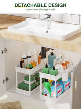 LEHOM Slim Rolling Storage Cart - 4 Tiers Bathroom Organizer Utility Cart Slide Out Storage Shelves Mobile Shelving Unit for Kitchen, Bedroom, Office, Laundry Room, Small Narrow Spaces (Pear White) LEHOM