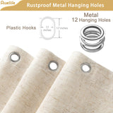 Awellife Linen Shower Curtain Beige Boho Farmhouse Shower Curtains for Bathroom Fabric Cream Cloth Liner 72 x 72 Inch Awellife