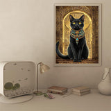 UPABLUNSO 5D Egyptian Bastet Cat Diamond Art Kits for Adults DIY Round Full Drill Diamond Paintings Gem Art for Beginners Home Wall Decor 12x16 Inch UPABLUNSO