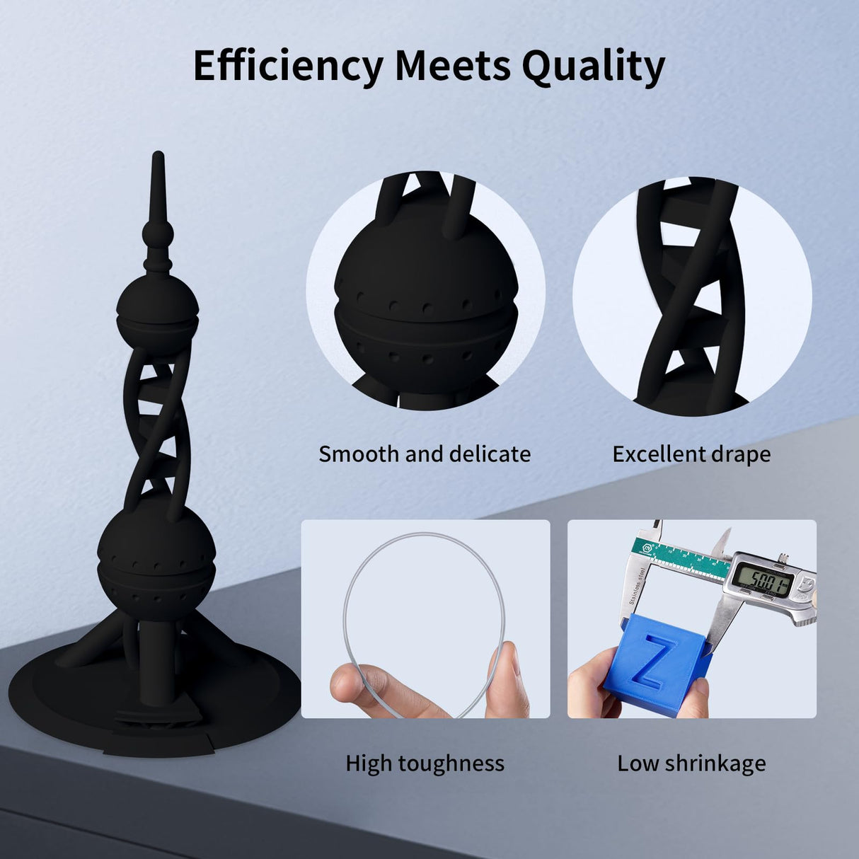 ANYCUBIC High Speed 3D Printer Filament 1.75mm, Print Up to 10X Faster, Rapid PLA Filament with High Prints Quality, Dimensional Accuracy +/- 0.02mm, Print with Most FDM 3D Printers, 1KG Spool, Black ANYCUBIC