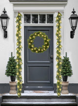 9FT Real Touch Norfolk Pine Garland Christmas with Light Winter Artificial Faux Greenery Garland Table Mantle Stairs Fireplace Wall Decor Outdoor Indoor Porch Home Decorations (Battery Not Included) Noiclub