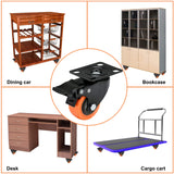 2" Caster Wheels Load 600 Lbs, Orange Polyurethane Castors, Top Plate Swivel Wheels, Casters Set of 4, Locking Casters for Furniture and Workbench, Heavy Duty Casters, 4 Pack Casters with Brake Mofeetools