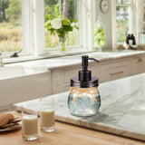 Amolliar 10 OZ Mason Jar Liquid Soap Dispenser, Stainless Steel Pump & Lid, Cute Farmhouse Decor for Kitchen, Bathroom, Refillable Hand Soap Dispenser, Lotion Soap Dispenser, Dish Soap, ORB 1 Pack Amolliar