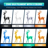 SUNLU 3D Printer Filament, 250G PLA Silk Filament Bundle, 1.75mm Smooth Silk Filament Muticolor, Neatly Wound Filament, 250G Spool, 8 Rolls, Black+White+Light Gold+Silver+Brass+Red Copper+Blue+Green SUNLU