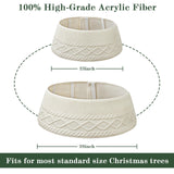 Treory Knitted Christmas Tree Collar: Cream Crossed Diamond Edge Chunky Cable Knit Christmas Tree Collars for Artificial Trees, Farmhouse Rustic Tree Ring Tree Skirt for Christmas Home Décor Treory