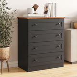 Furnify 4 Drawer Dresser, Black Dresser Modern Storage Chest of Drawers, Farmhouse Storage Cabinet Organizer with 4 Drawers for Living Room, Entryway, Hallway, Black Furnify