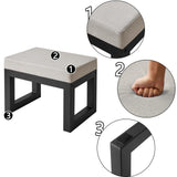 IBUYKE 16 Inch Small Foot Stool Ottoman, Rectangle Linen Foot Rest with Padded Seat and Metal Legs, Modern Ottoman Foot Rest for Living Room Bedroom Entryway Couch, Grey WBD001G IBUYKE