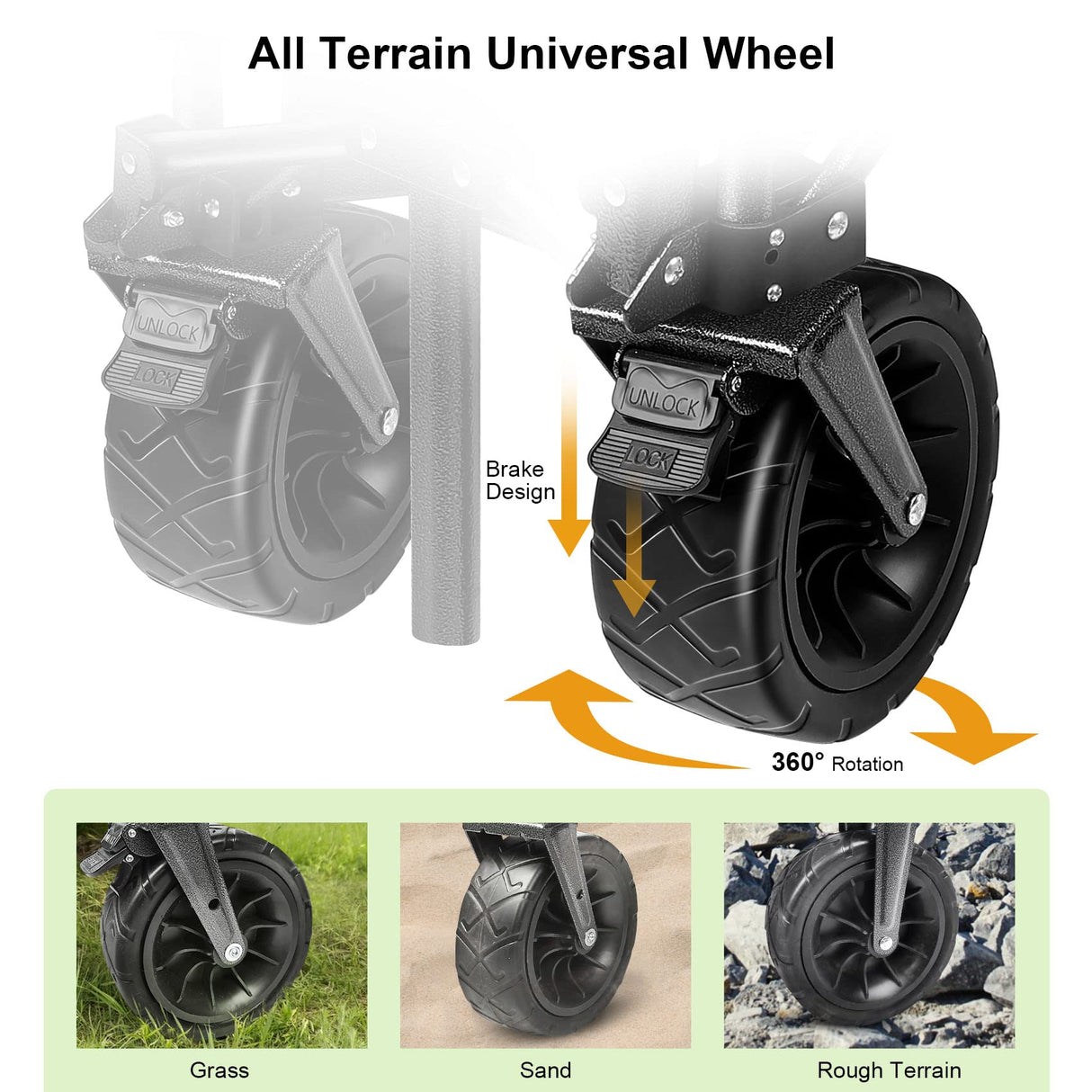 LUXCOL Collapsible Folding Wagon, Heavy Duty Utility Beach Wagon Cart for Sand with Big Wheels, Adjustable Handle&Drink Holders for Shopping, Camping,Garden and Outdoor LUXCOL