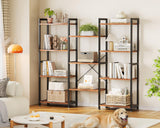 Casaottima Triple 4 Tier Bookshelf, Large Bookcase with 11 Open Display Shelves, Modern Industrial Book Shelves Book Case for Bedroom, Wide Standing Shelving Unit for Living Room Home Office, Vintage Casaottima