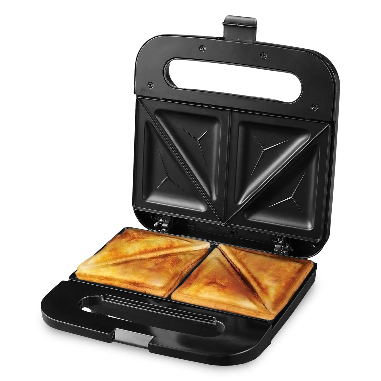 OVENTE Electric Sandwich Maker with Non-Stick Plates, Indicator Lights, Cool Touch Handle, Easy to Clean and Store, Perfect for Cooking Breakfast, Grilled Cheese, Tuna Melts and Snacks, Black GPS401B OVENTE