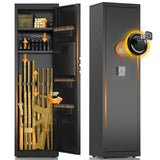 6-10 Gun Safe for Rifle and Pistols,Dual Alarm & Mute Mode Gun Cabinet with Removable Gun Racks,Fingerprint Gun Safes for Shotguns with Multi-Function Panel and Pistol Bags. Lnoauys