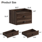 Floating Nightstand Set of 2 with 2 Storage Drawers and Charging Station Wood Wall Mounted Bedside End Table Modern Night Stands Set 2 for Bedroom,Small Space,Brown Walnut Vabches