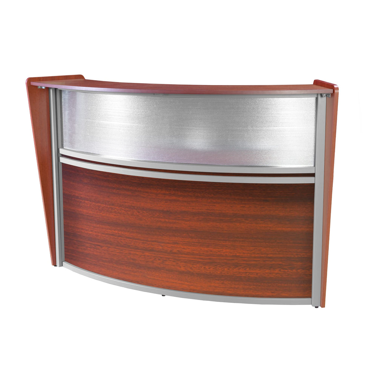 Romig Marque Plexi Single-Unit Reception Curved Desk Workstation “72W x 32D” - Cherry Romig