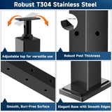 Gyykzz 42" Corner Post Cable Railing, 90° L-Drilled Black Corner Post with Cable Grommet, T304 Stainless Steel Cable Handrail Angle Post, Adjustable Top Metal Corner Post for Deck Railing System Gyykzz