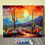 Tucocoo Saguaro Cacti Paint by Number for Adults, DIY Digital Oil Painting Kits on Canvas with Brushes and Acrylic Pigment Arizona Desert Landscape Picture for Home Decor Gifts 16x20inch (Frameless) Tucocoo