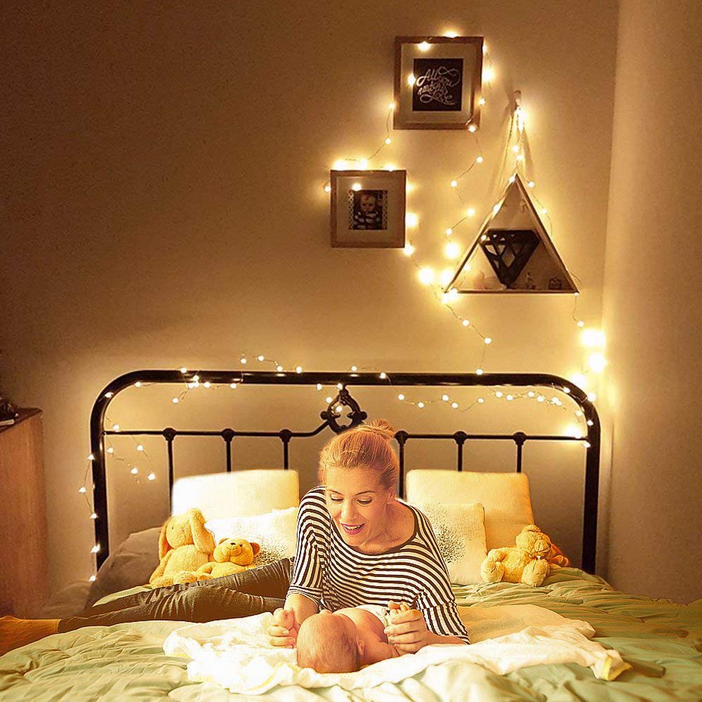 Decute 500LED 164ft Fairy String Lights Christmas Lights Indoor Outdoor Silver Wire with Remote, Firefly Lights Starry for DIY Christmas Tree Costume Wedding Party Table Centerpiece Decor(Warm White) Decute