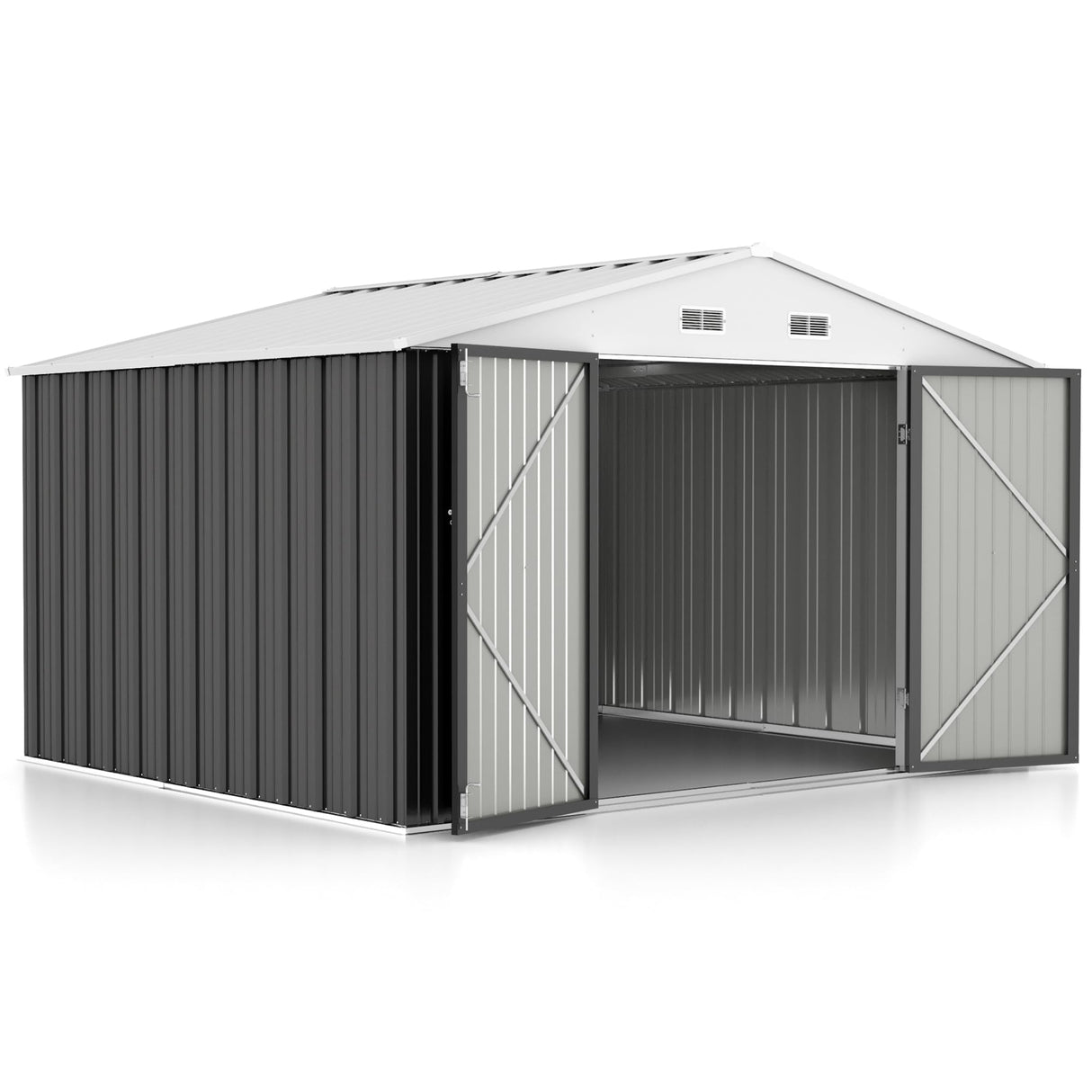 GUNJI 10 x 8 FT Shed Outdoor Storage Shed Metal Garden Shed with Lockable Door Outside Waterproof Tool Shed for Backyard, Patio, Lawn (Gray) GUNJI
