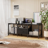 Ginzeca Stylish Television Stand with Fabric Storage Drawer for TV up to 55 Inches,Extra Strong Load Bearing,TV Media Console Table with Open Storage Shelves for Living Room, Bedroom,Home Office Ginzeca