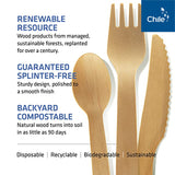 Disposable Wooden Cutlery Set - 100% Home Compostable - 100 Mix - (40 Forks, 40 Spoons and 20 Knives) 6.5", Bamboo Utensils Alternative, Eco-Friendly, Organic, Sustainable and Carbon Neutral Certified WOODABLE