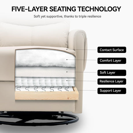 AIRSKY Genuine Leather Recliner Chair, Italian Water-Washing Process,Power Recliner Chair Electric Recliner Chairs for Adults, Swivel Rocker Recliner, Wall Hugger Recliners, Beige, P1 AIRSKY