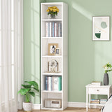 Tribesigns 70.9 Inch Tall Narrow White Bookcase with 6 Tier Cube Shelves for Space-Saving Storage Tribesigns