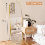 GlasFlength 58"x18" Arched Full Length Mirror, Elegant Full Body Mirror with Stand for Bedroom & Cloakroom, Gold GlasFlength