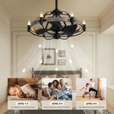 MOOONICHE 27'' Farmhouse Cage Ceiling Fan with Light Remote Control, Ash Brown Rustic Ceiling Fan with Lights,Vintage Chandelier Fan for Kitchen Dining Room Living Room MOOONICHE