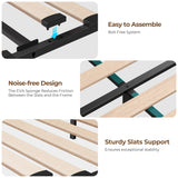 Seventable Queen Size Bed Frame with 4 Storage Drawers & Charging Station, Upholstered Platform Bed with Storage Headboard and LED Light, No Box Spring Needed, Noise Free, Easy Assembly, Black Seventable