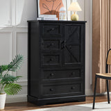 SOOWERY Dresser for Bedroom, 5 Drawer Wood Dresser, Black Dresser Farmhouse Dressers with 5 Wooden Drawers and Storage Cabinet, 48 Inch Tall Chest of Drawers for Bedroom, Living Room SOOWERY