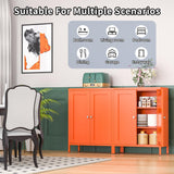 YAUWOH Orange Metal Bathroom Storage Cabinet, Small Metal Locker Storage Cabinet with 2 Adjustable Shelves and 2 Doors,Freestanding Sideboard for Small Spaces, Living Room, Dining Room YAUWOH