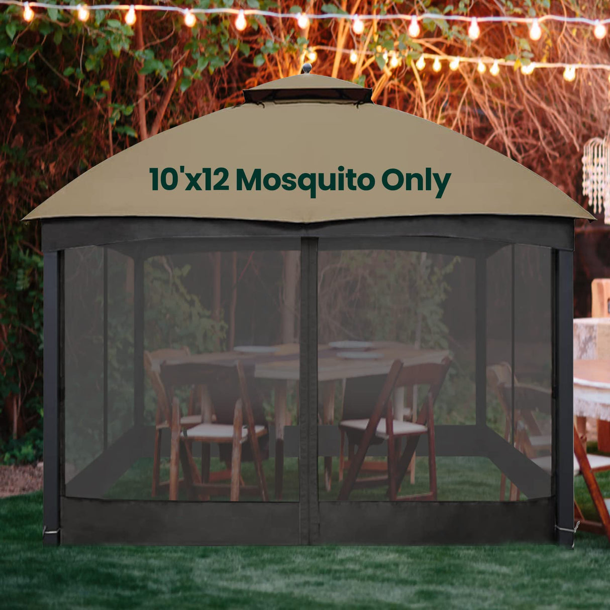 OLILAWN Gazebo Universal Replacement Mosquito Netting, 10' x 12' Outdoor Canopy Net Screen 4-Panel Sidewall Curtain, with Zippers, Easy to Install, Fit for Most Gazebo 10x12 Canopy, Black OLILAWN