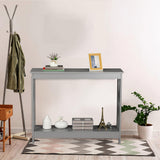 SUPER DEAL 2-Tier Narrow Console Sofa Side Table for Entryway/Hallway/Living Room, 39.3in L x 11.8in W x 31.6in H, Grey SUPER DEAL