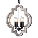 lighceac 4-Light 15" Farmhouse Orb Chandelier Rustic Handmade Distressed White Wood Hanging Ceiling Pendant Light Fixture Wood Lantern Chandeliers for Dining Room Kitchen Bedroom Foyer Hallway lighceac