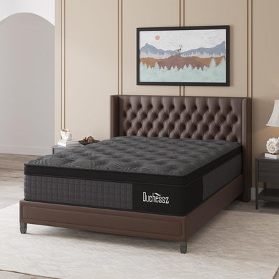 Duchessz Queen Mattress, 10 Inch Hybrid Mattress Black with Gel Memory Foam and Individually Pocket Innerspring Euro Top Mattresses Medium Firm for Motion Isolation, Edge Support, 100 Night Trial