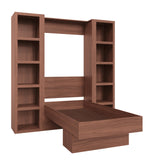 Oakland Living Easy-Lift Twin Murphy Wall Bed in Natural Brown Wood Grain with Two Bookshelves Oakland Living